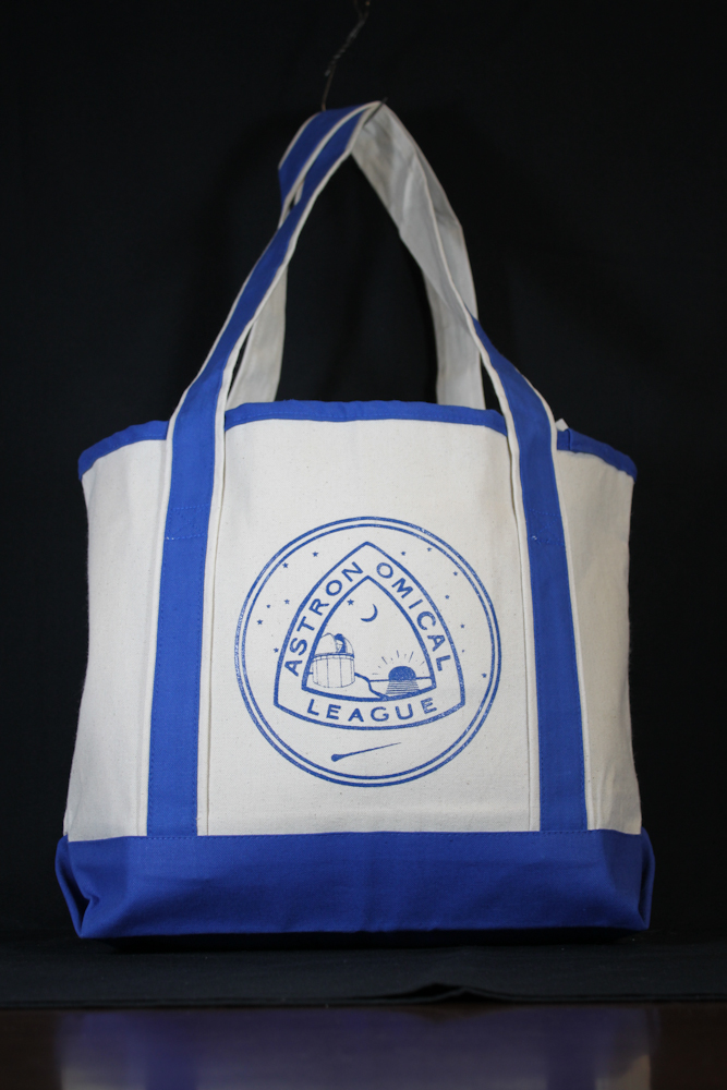 AL Canvas Tote - open top, Natural with royal accents